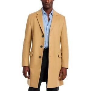 Hugo Men's medium beige Migor Wool & Cashmere Slim Fit Top Coat 40R